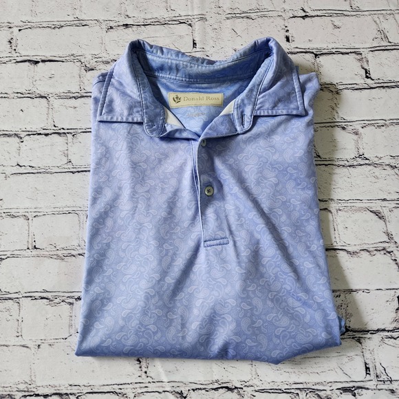 Donald Ross Other - Donald Ross Men's Large Blue Paisley Golf Polo Shirt Performance Pelican Logo